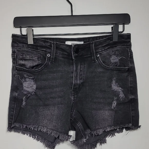 JBD Charcoal Black Distressed Jean Shorts - Picture 1 of 7